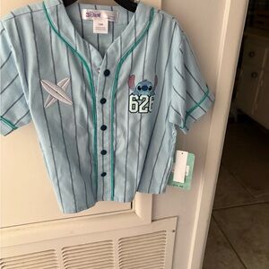 Disney Stitch Blue and Green Button Down Shirt
